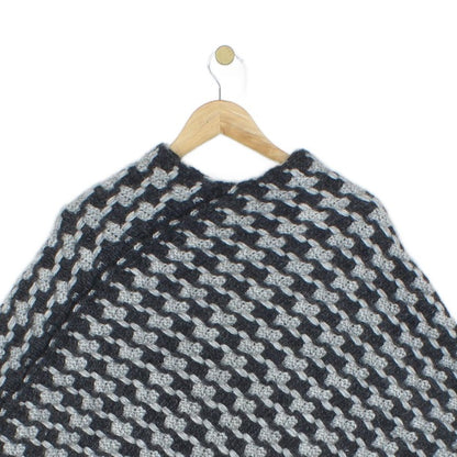 Womens Poncho Jumper Made In Italy Knit Houndstooth
