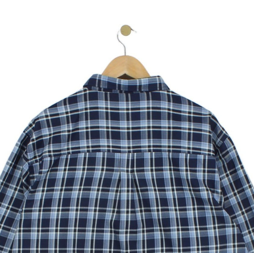 Mens Check Shirt Long Sleeve Button Up