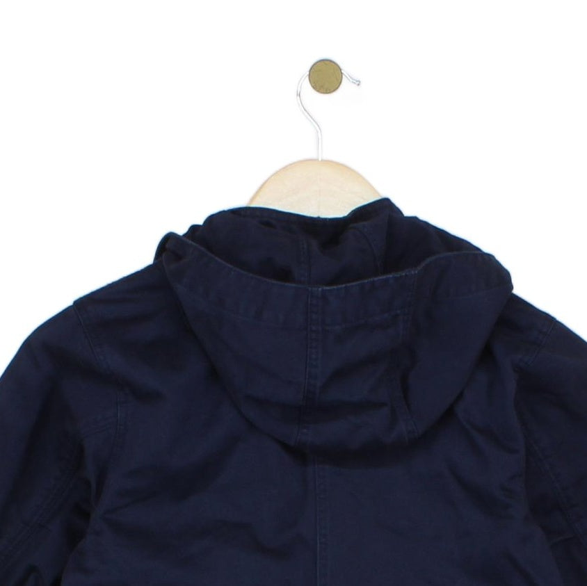 Boys Jacket Hooded Full Zip Navy Cotton