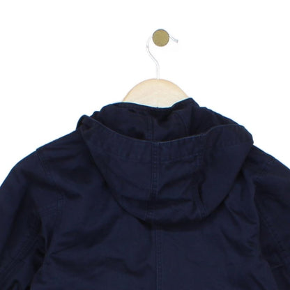 Boys Jacket Hooded Full Zip Navy Cotton