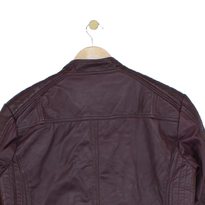 Mens Biker Jacket Full Zip Leather