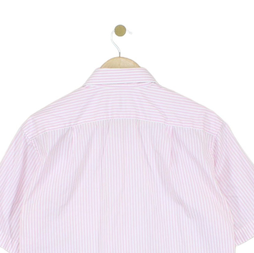 Mens Striped Shirt Short Sleeve Collared Regular Fit