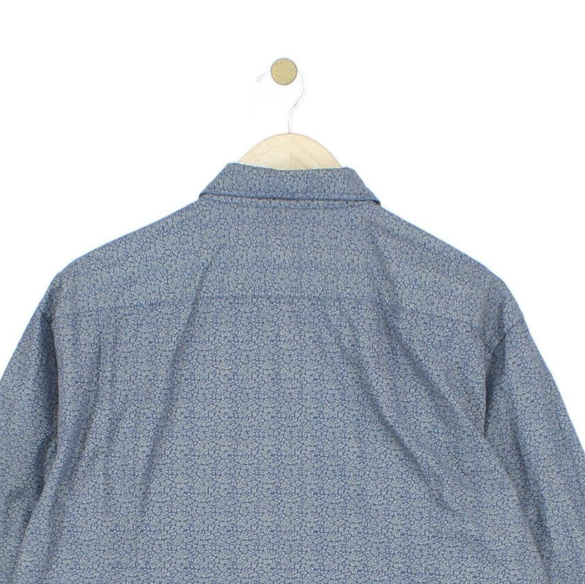 Mens Patterned Shirt Slim Fit Long Sleeve