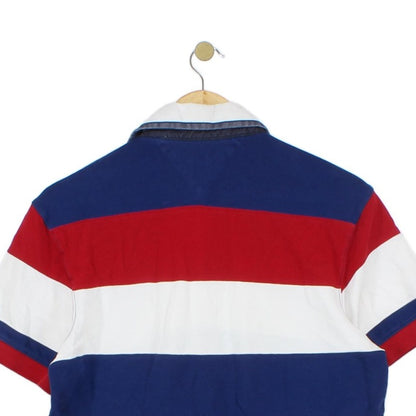 Mens Striped Polo Shirt Short Sleeve Logo
