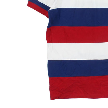 Mens Striped Polo Shirt Short Sleeve Logo