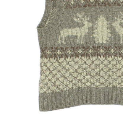 Womens Cardigan Vest Reindeer Knit