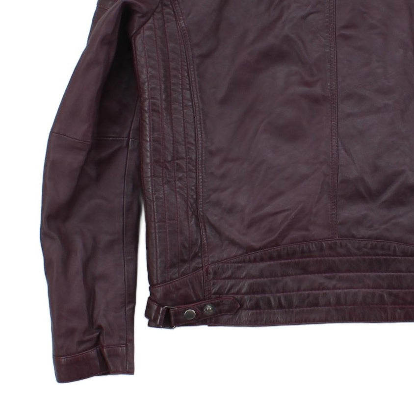 Mens Biker Jacket Full Zip Leather