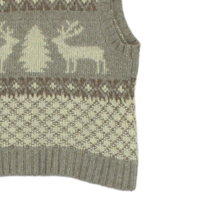 Womens Cardigan Vest Reindeer Knit