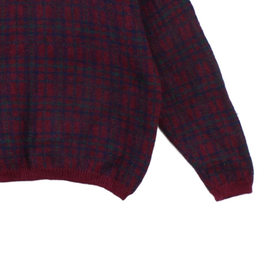 Womens Mohair Cardigan Plaid Buttoned Knit