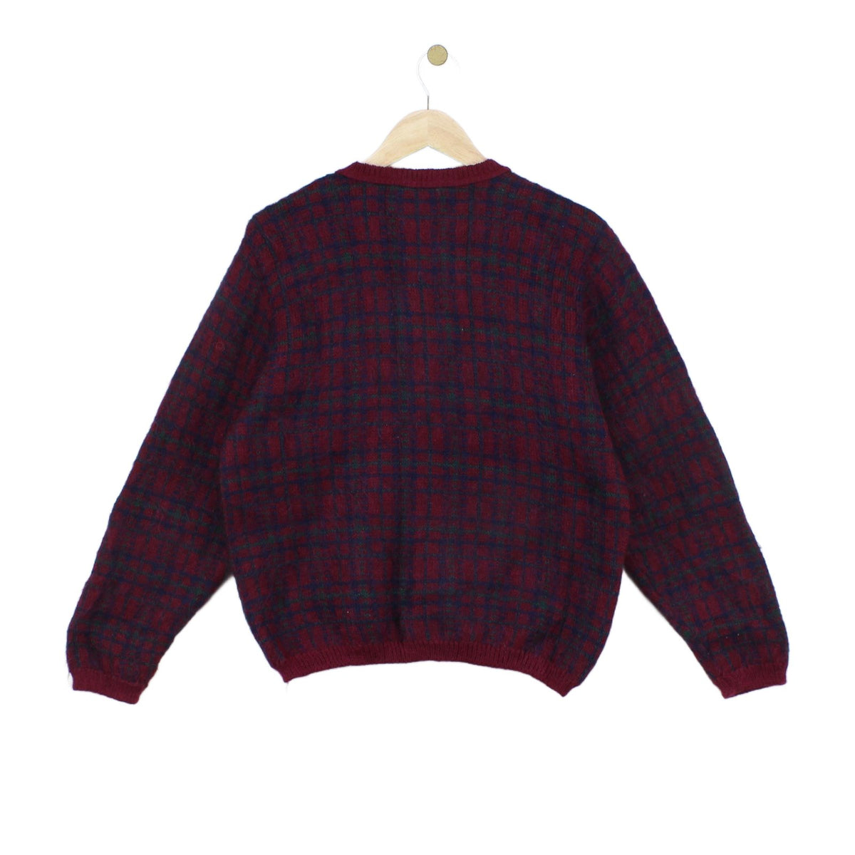 Womens Mohair Cardigan Plaid Buttoned Knit