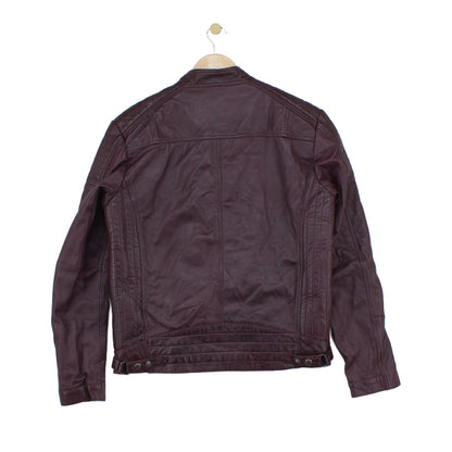 Mens Biker Jacket Full Zip Leather