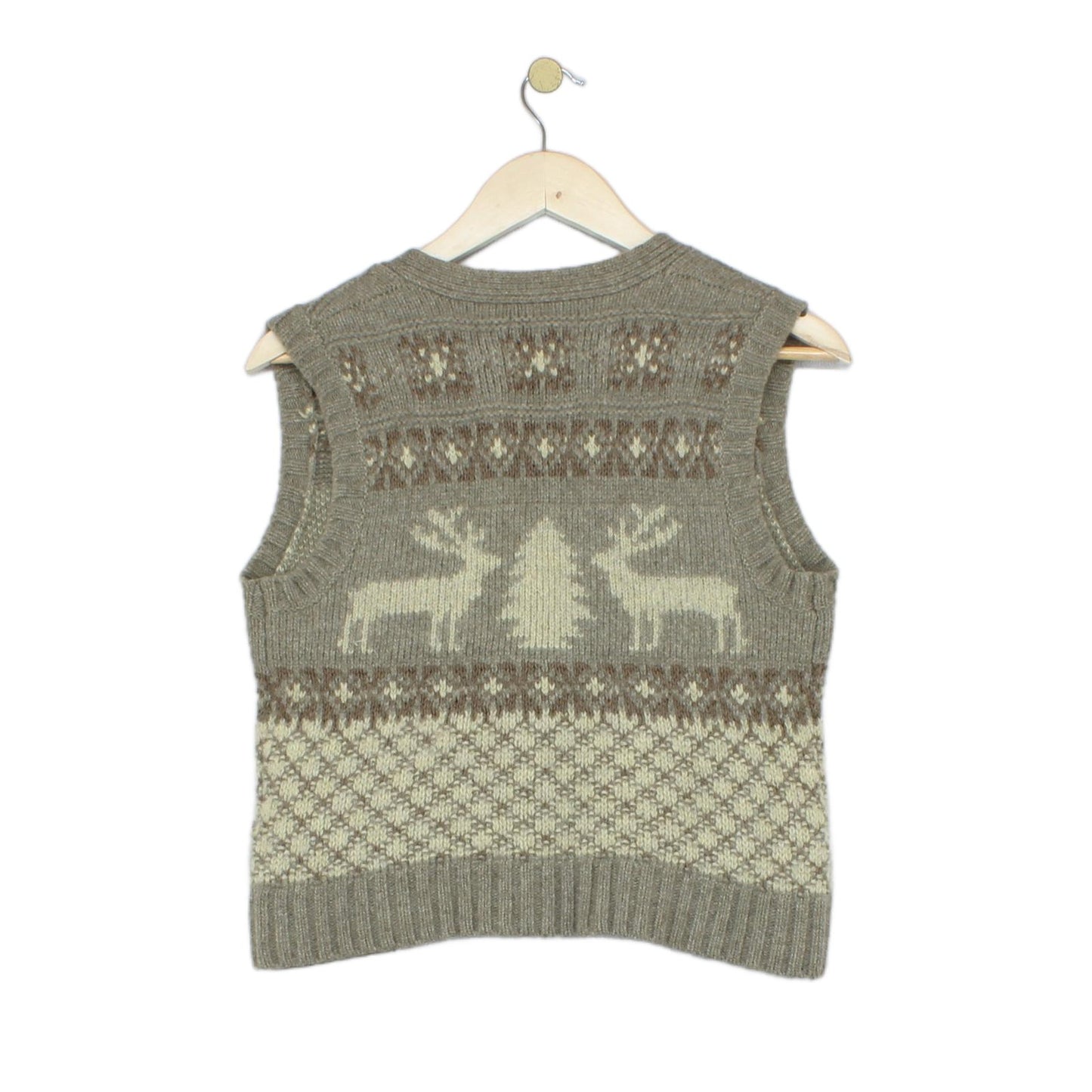 Womens Cardigan Vest Reindeer Knit