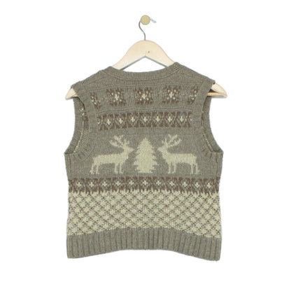 Womens Cardigan Vest Reindeer Knit