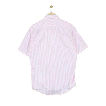 Mens Striped Shirt Short Sleeve Collared Regular Fit