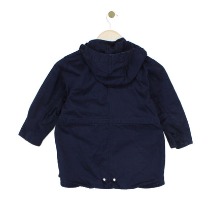 Boys Jacket Hooded Full Zip Navy Cotton