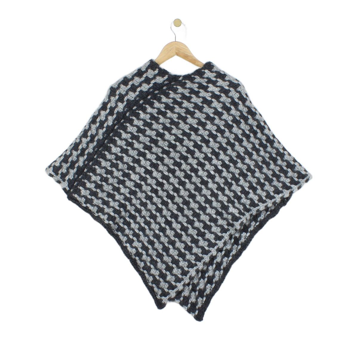Womens Poncho Jumper Made In Italy Knit Houndstooth