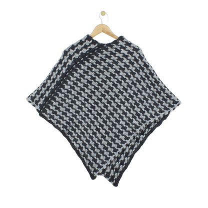 Womens Poncho Jumper Made In Italy Knit Houndstooth
