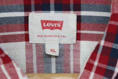 Mens Plaid Shirt Pearl Snap Long Sleeve Button Up Cotton
