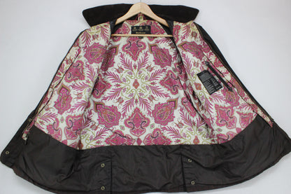 Womens Waxed Jacket Corduroy Collar Paisley Lining
