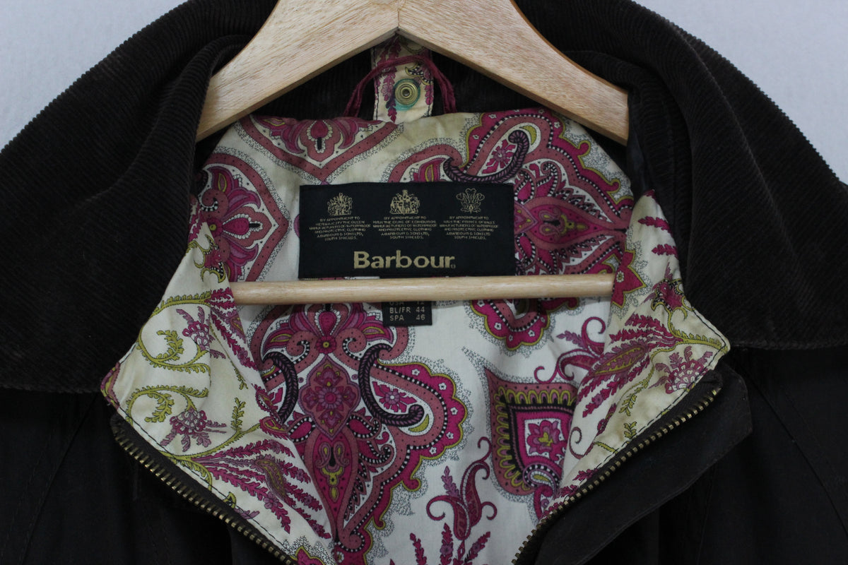 Womens Waxed Jacket Corduroy Collar Paisley Lining