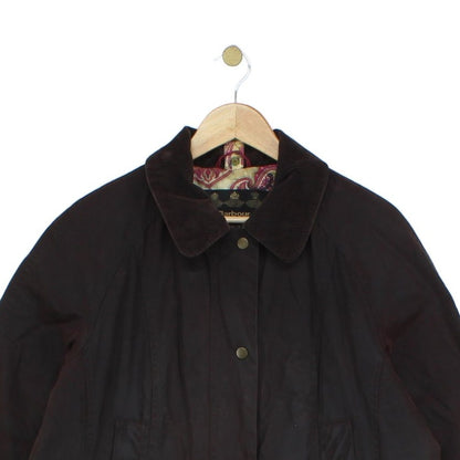 Womens Waxed Jacket Corduroy Collar Paisley Lining