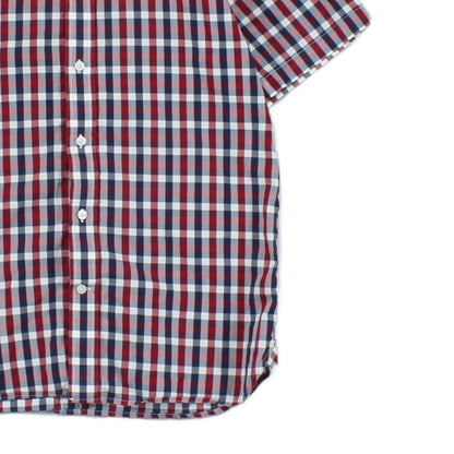 Mens Plaid Shirt Short Sleeve Button Up Check