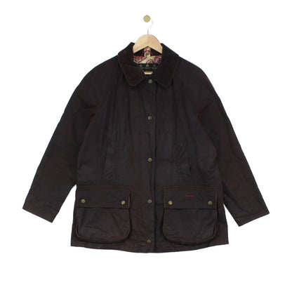 Womens Waxed Jacket Corduroy Collar Paisley Lining