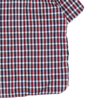 Mens Plaid Shirt Short Sleeve Button Up Check