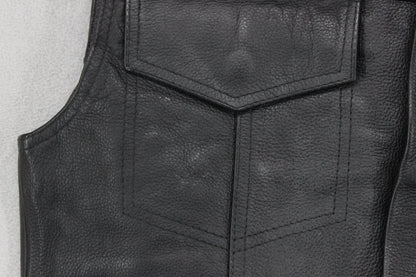 Mens Leather Vest Jacket Motorcycle Sleeveless Biker