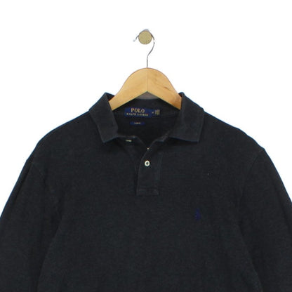 Mens Polo Shirt Slim Fit Long Sleeve Button Collar
