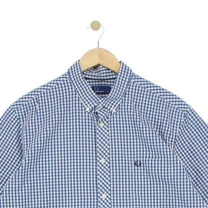 Mens Check Shirt Button Up Short Sleeve