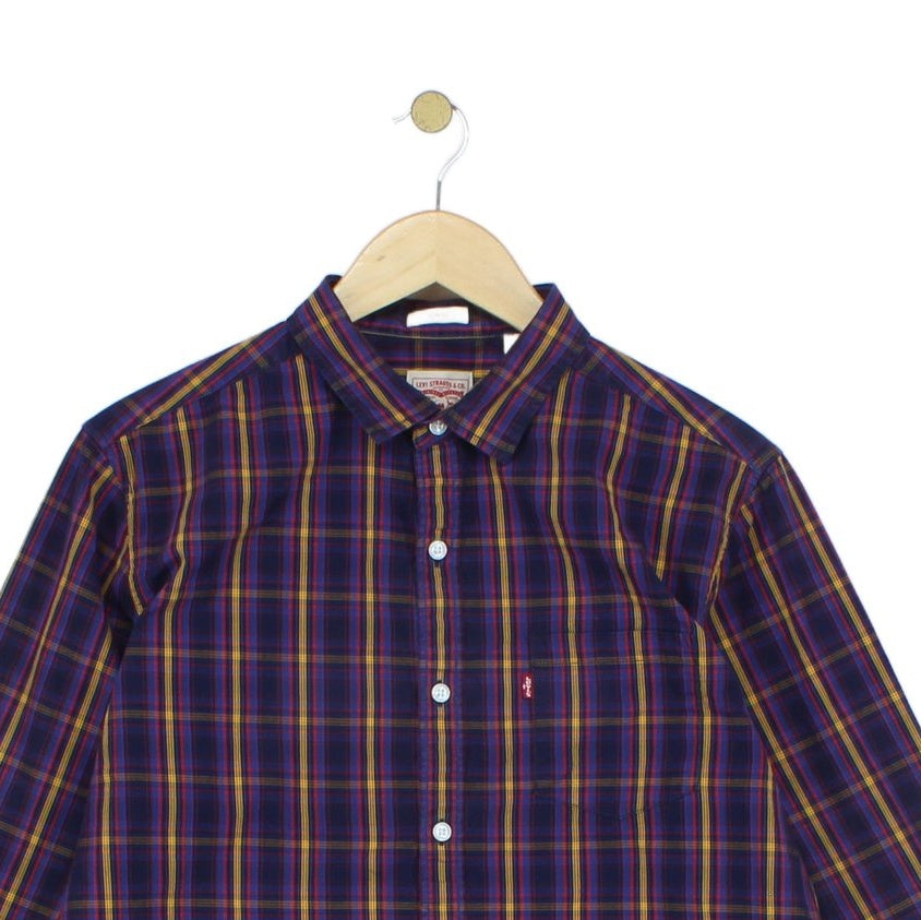 Mens Check Shirt Slim Fit Button Up