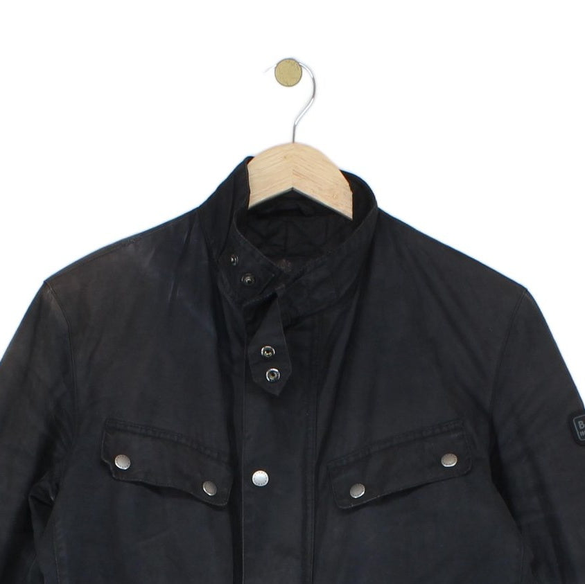 Mens Waxed Jacket Full Zip Motorcycle Cotton
