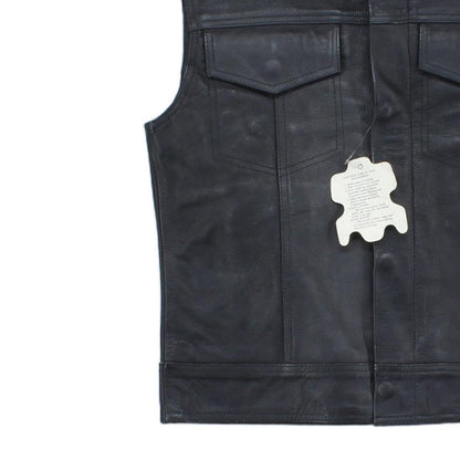 Mens Leather Vest Jacket Motorcycle Sleeveless Biker