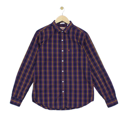 Mens Check Shirt Slim Fit Button Up