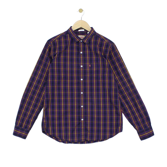 Mens Check Shirt Slim Fit Button Up
