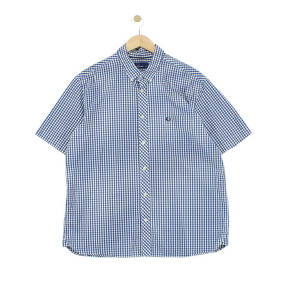 Mens Check Shirt Button Up Short Sleeve