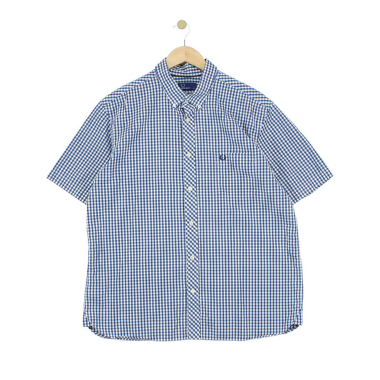Mens Check Shirt Button Up Short Sleeve