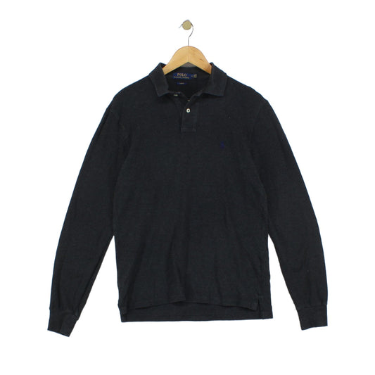 Mens Polo Shirt Slim Fit Long Sleeve Button Collar