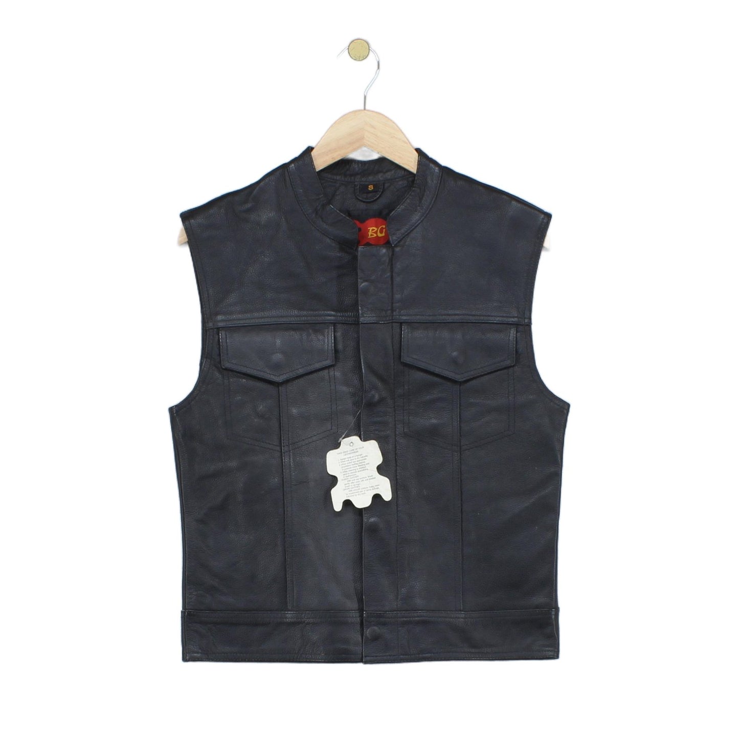 Mens Leather Vest Jacket Motorcycle Sleeveless Biker