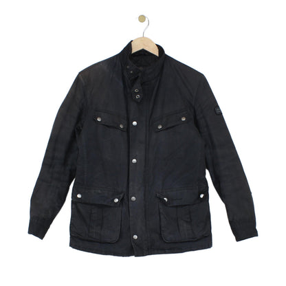 Mens Waxed Jacket Full Zip Motorcycle Cotton
