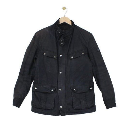 Mens Waxed Jacket Full Zip Motorcycle Cotton