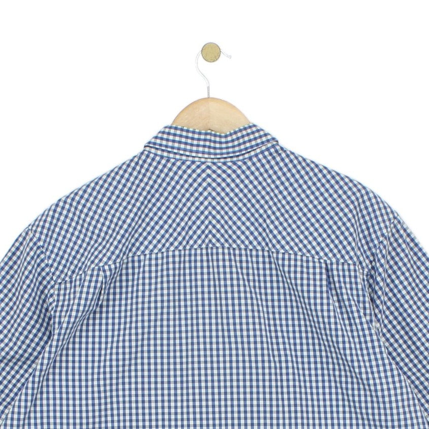 Mens Check Shirt Button Up Short Sleeve