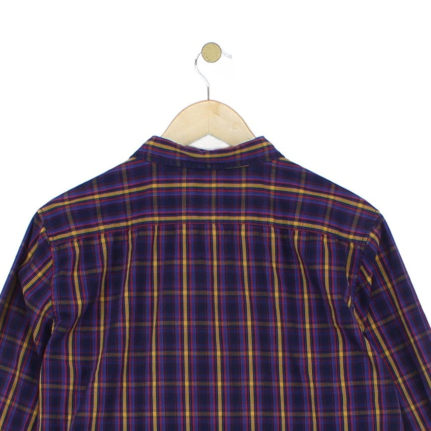 Mens Check Shirt Slim Fit Button Up