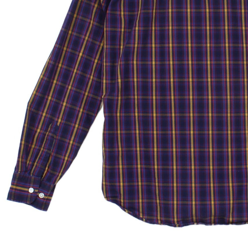 Mens Check Shirt Slim Fit Button Up