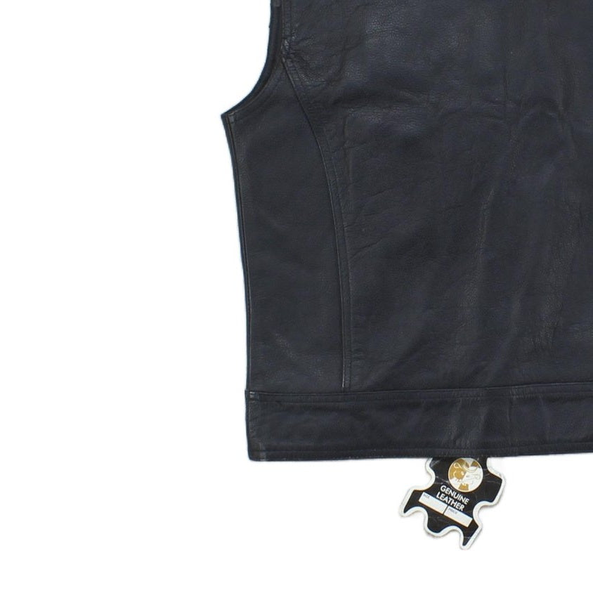 Mens Leather Vest Jacket Motorcycle Sleeveless Biker