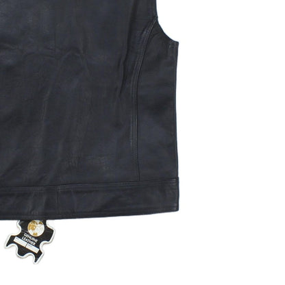 Mens Leather Vest Jacket Motorcycle Sleeveless Biker