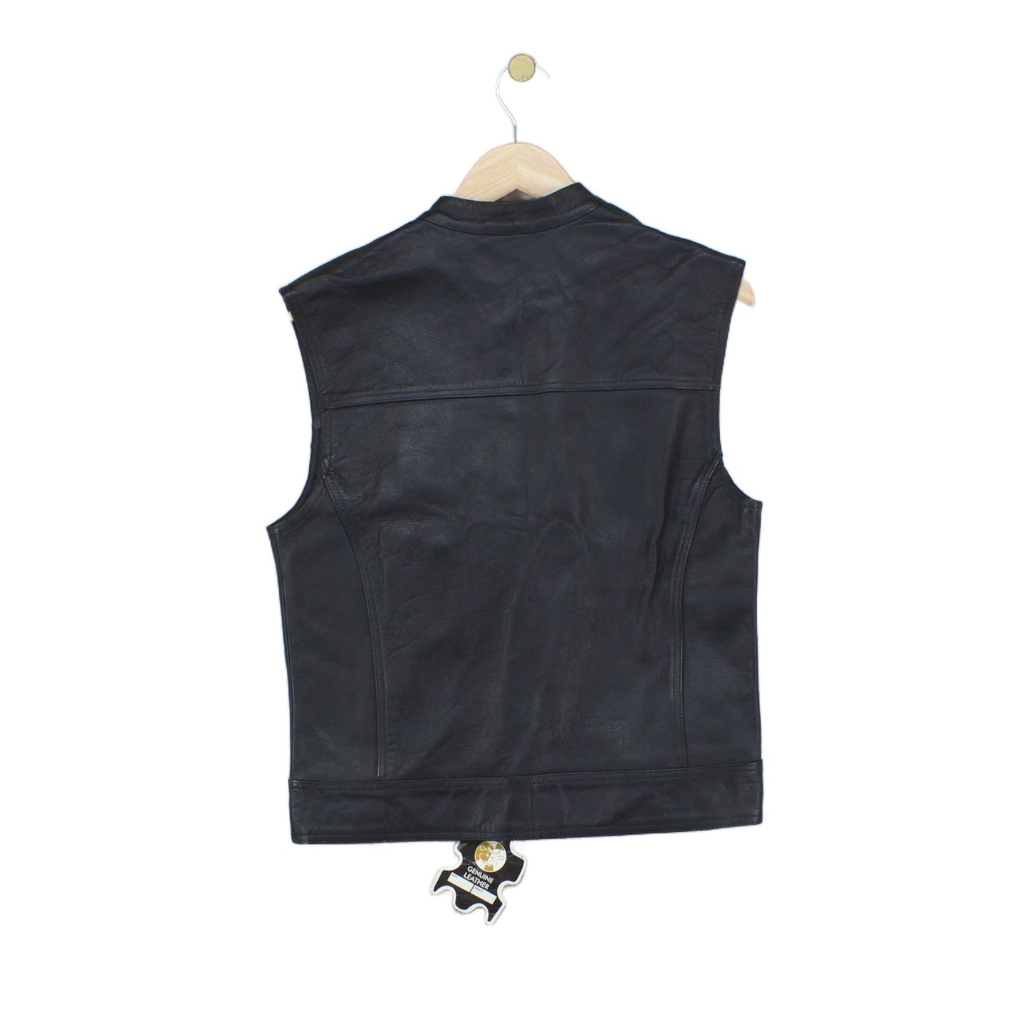 Mens Leather Vest Jacket Motorcycle Sleeveless Biker