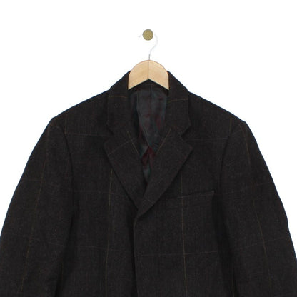 Mens Tweed Overcoat Herringbone Notch Lapel Wool