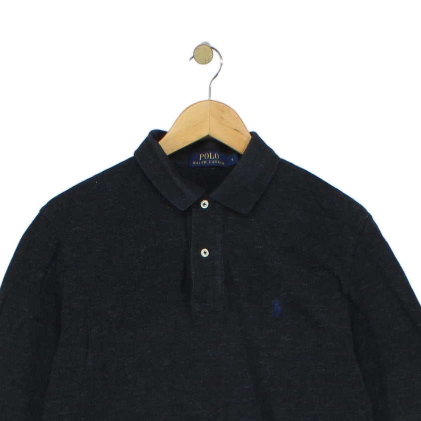 Mens Polo Shirt Collar Long Sleeve Knit Texture
